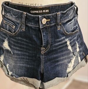 Express Women's Dark Blue Stretchy Denim Shorts Size 6. Never worn.
